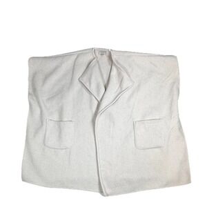 LOFT‎ Sweater Womens XS/S White Wool Blend Open Front Poncho Cape Pockets Wrap